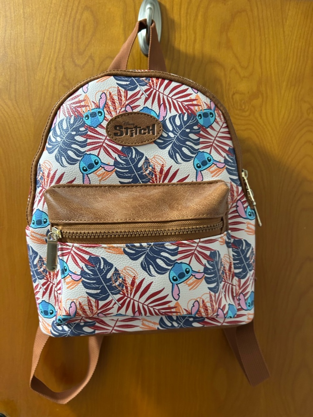 Bioworld Stitch Tropical Print Mini Backpack - Brown & Blue